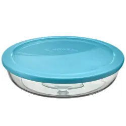 Assadeira Travessa Tigela Round Vidro Com Tampa Plástica 2,4 Litros