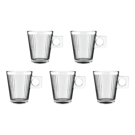 Jogo Xícaras De Vidro Para Café 80ml Lima Lines 5 Peças