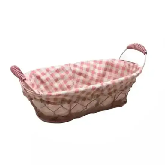 Cesto Oval Forro Xadrez
