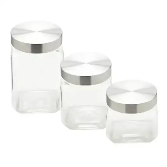 Conjunto 3 Peças Porta Mantimento de Vidro com Tampa