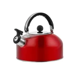 Chaleira Inox Vermelha 2 Litros com Apito