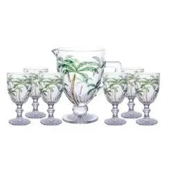 Jogo 6 Taças e 1 Jarra Palm Tree Color - Class Home