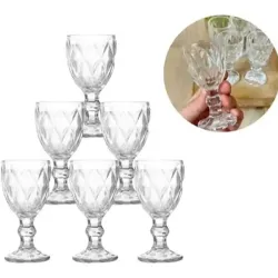 Jogo 6 Mini Taças Diamante Para Licor 80ml Vidro Resistente