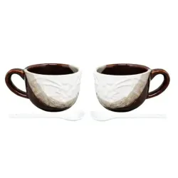 Jogo 2 Canecas de Cerâmica 140ml com Colher - Mabel