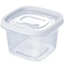 Pote Quadrado De Plástico 500ml Fechamento Em Clic Branco