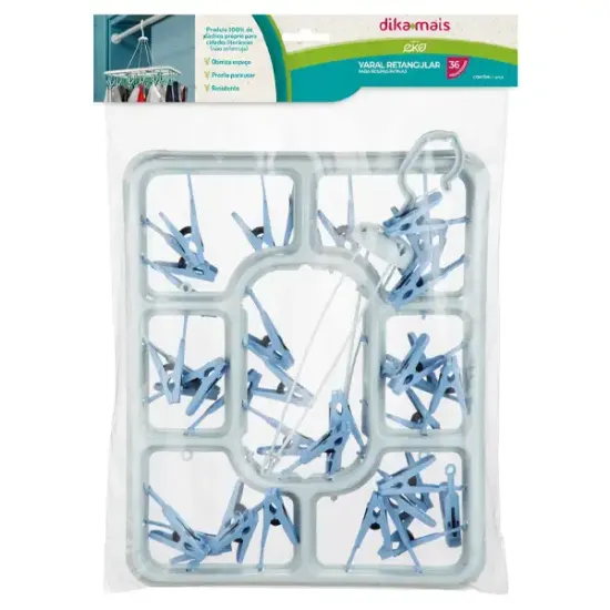Varal Retangular 36 Prendedor Eko Z Plastic