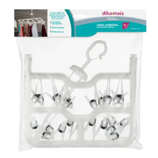 Varal Dobravel 24 Prendedores Cristal Z Plastic