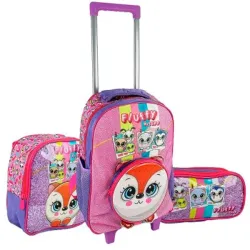 Kit Mochila De Rodas Infantil Raposa 3 Pçs Color