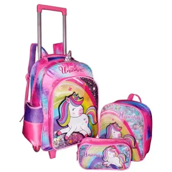 Kit Mochila Infantil De Rodinha Resistente