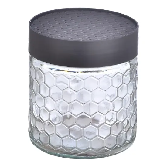 Pote de Vidro Colmeia 880 ml com Tampa Plástica