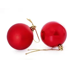 Pacote 5 Bolas de Natal Vermelhas 8 cm – Acabamento Fosco e Brilhante