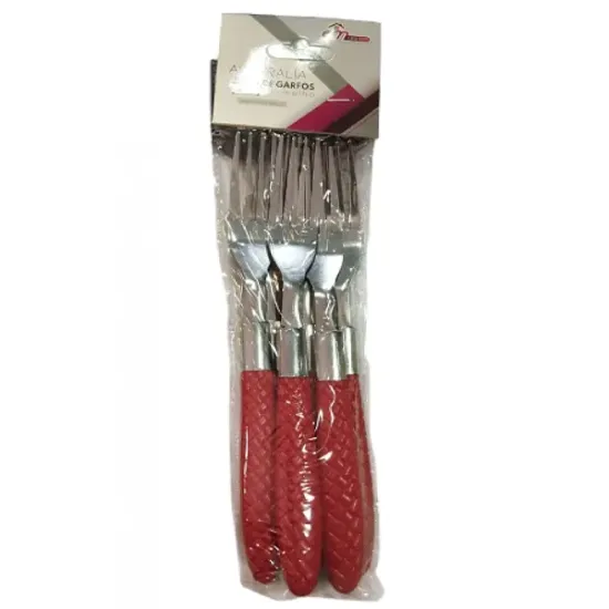 Jogo De 6 Talheres Talher Garfos Australia Vermelho