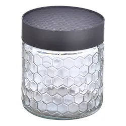Pote de Vidro Colmeia 880 ml com Tampa Plástica