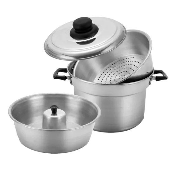 Kit Multiuso Panela + Forma Pudim + Forma para Vapor – Alumínio
