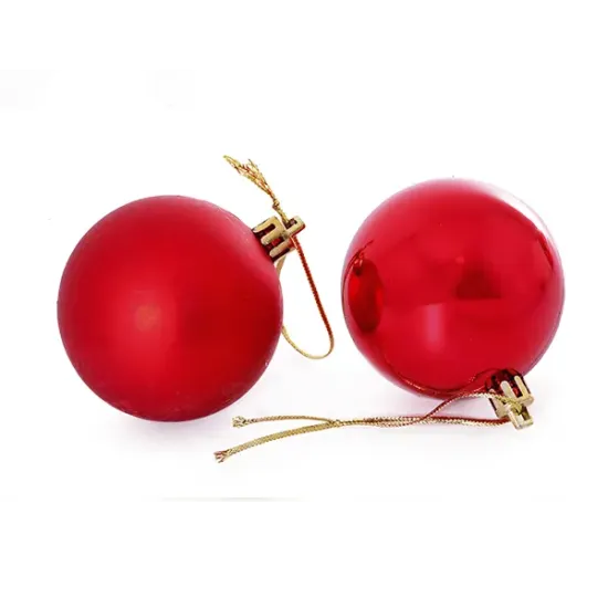 Pacote 5 Bolas de Natal Vermelhas 8 cm – Acabamento Fosco e Brilhante