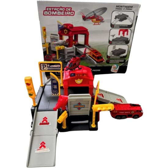 Estação De Bombeiro Infantil – Samba Toys Com Acessórios E Veículos