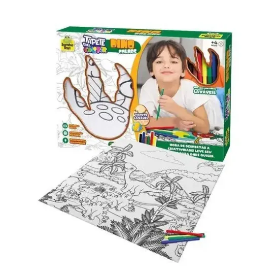 Tapete Pintura Dinossauro Samba Toys – Criatividade E Aprendizado Jurássico