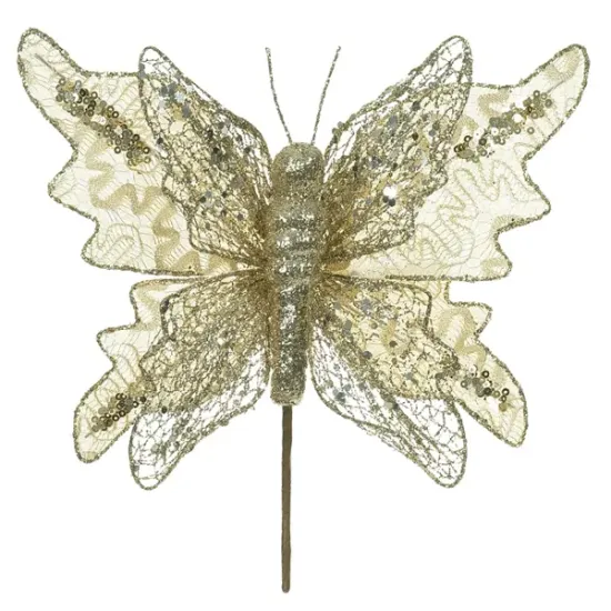 Enfeite Natal Borboleta Pick Champ 25cm Florarte Ntl