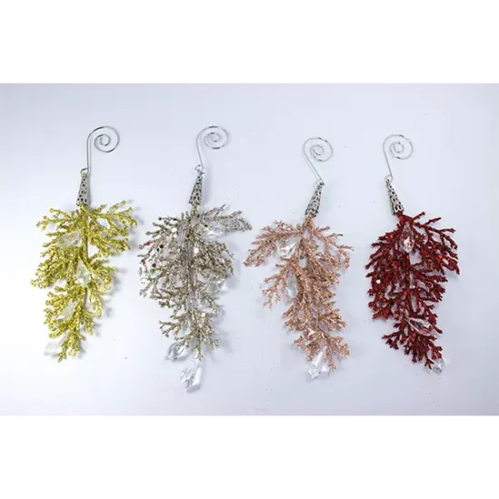 Galho Folhas Glitter Sort 16cm Fartex Ntl