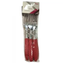 Jogo De 6 Talheres Talher Garfos Australia Vermelho