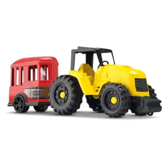 Trator Farm Horse Trailer Orange Toys