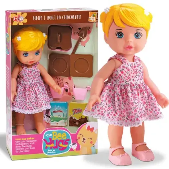 Boneca Bee Hugs Hora Do Chocolate C/Acessórios Café Da Manha - Beetoys