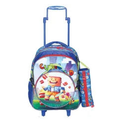 Kit Mochila de Rodinha Cubic World + Lancheira +Estojo 