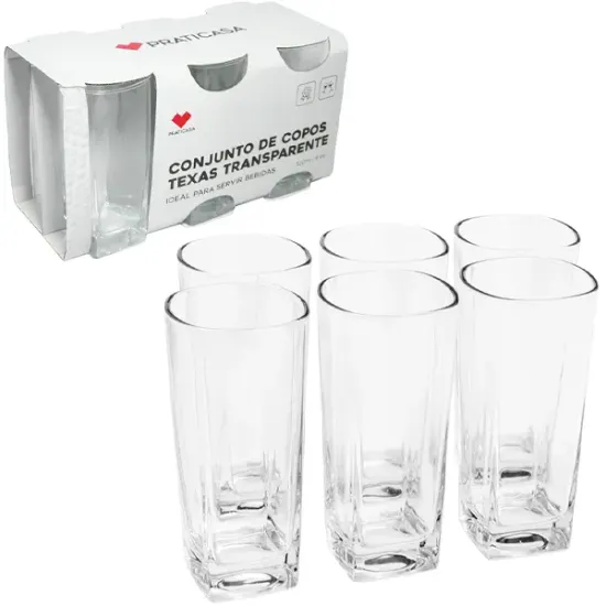Conjunto de Copos Texas em Vidro com 6 Peças 320ml