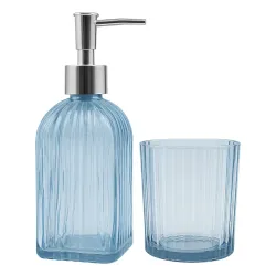 Jogo Luxo Utensílios De Lavabo De Vidro 2 Peças Pia Banheiro Cinza