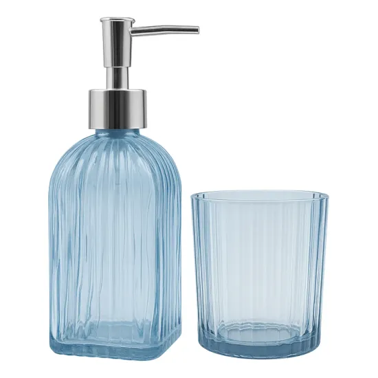 Jogo Luxo Utensílios De Lavabo De Vidro 2 Peças Pia Banheiro Cinza