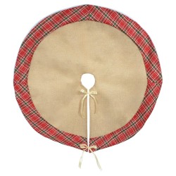 Saia Arvore Natal Tecido Bege Vermelho 8