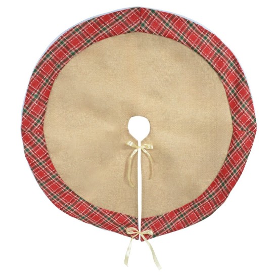 Saia Arvore Natal Tecido Bege Vermelho 8