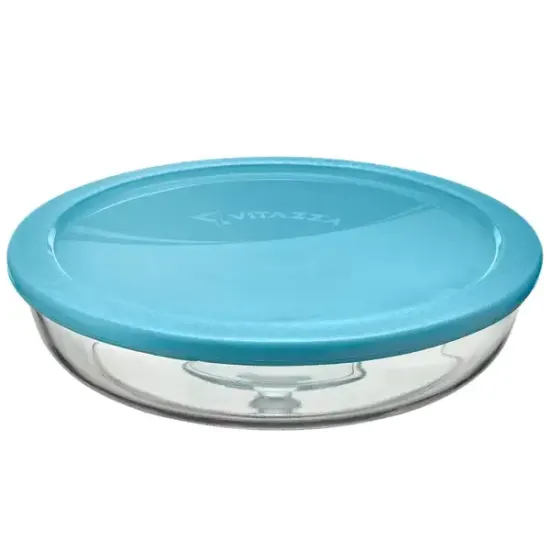 Assadeira Travessa Tigela Round Vidro Com Tampa Plástica 2,4 Litros
