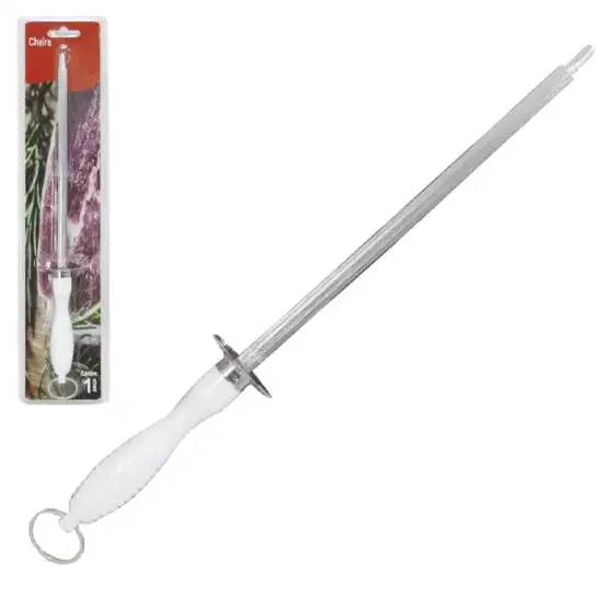 CHAIRA DE INOX CABO PLASTICO BRANCO