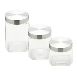 Conjunto 3 Peças Porta Mantimento de Vidro com Tampa