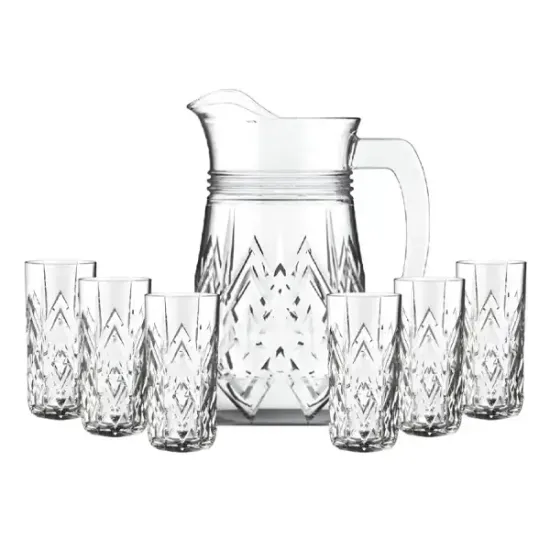 Jarra com 6 Copos de Vidro – Linha Samantha