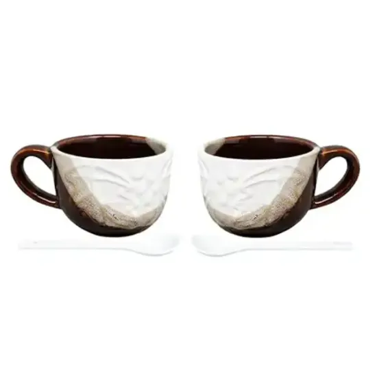 Jogo 2 Canecas de Cerâmica 140ml com Colher - Mabel