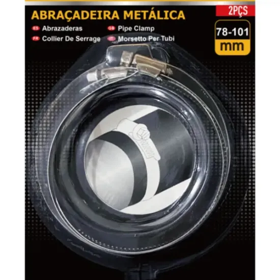 Kit 2 Un Abraçadeira Regulagem 71mm Até 101mm Rosca 7 À 10cm Metal 12mm Espessura Aço Para Mangueira