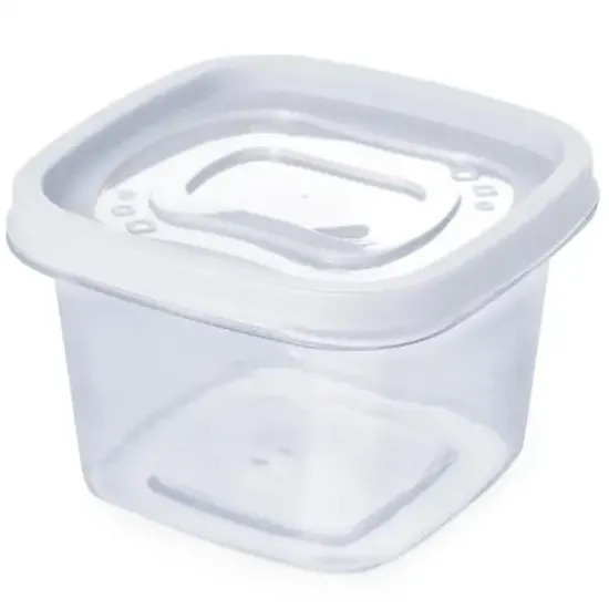 Pote Quadrado De Plástico 500ml Fechamento Em Clic Branco