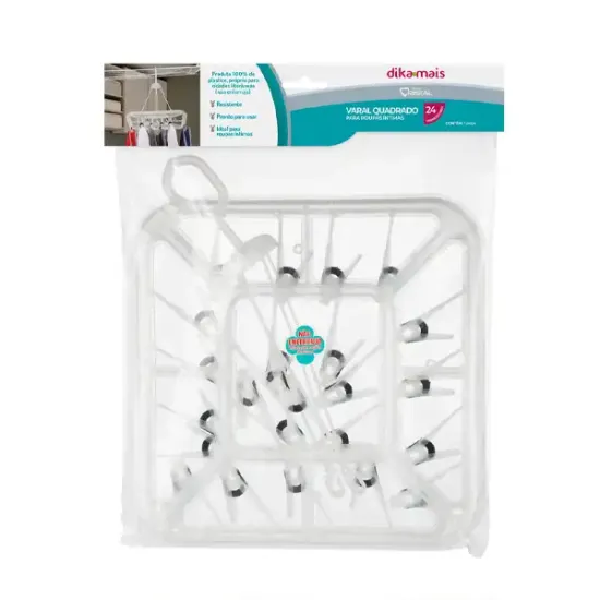 Varal Quadrado 24 Prendedor Cristal Z Plastic