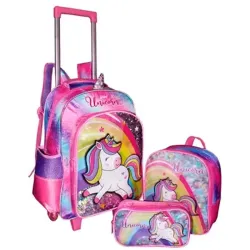 Kit Mochila Infantil De Rodinha Resistente
