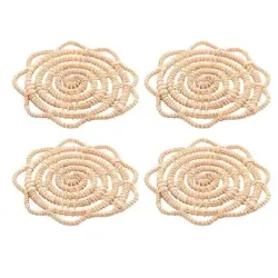Conjunto 4 Porta Copos Lyor de Fibra Natural Flor 10cm